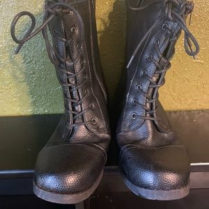 Black zip up combat boots